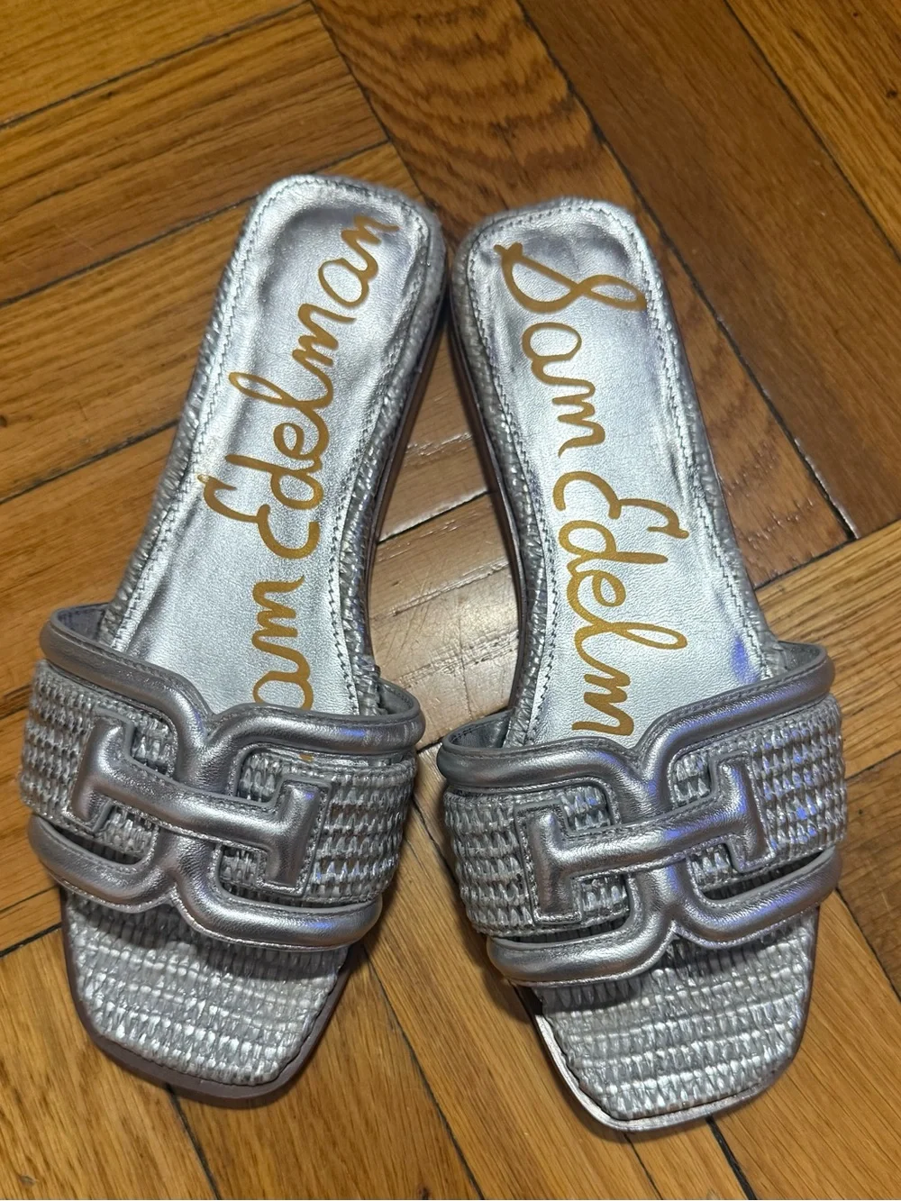 Sam Edelman Silver Braided Slide Sandal